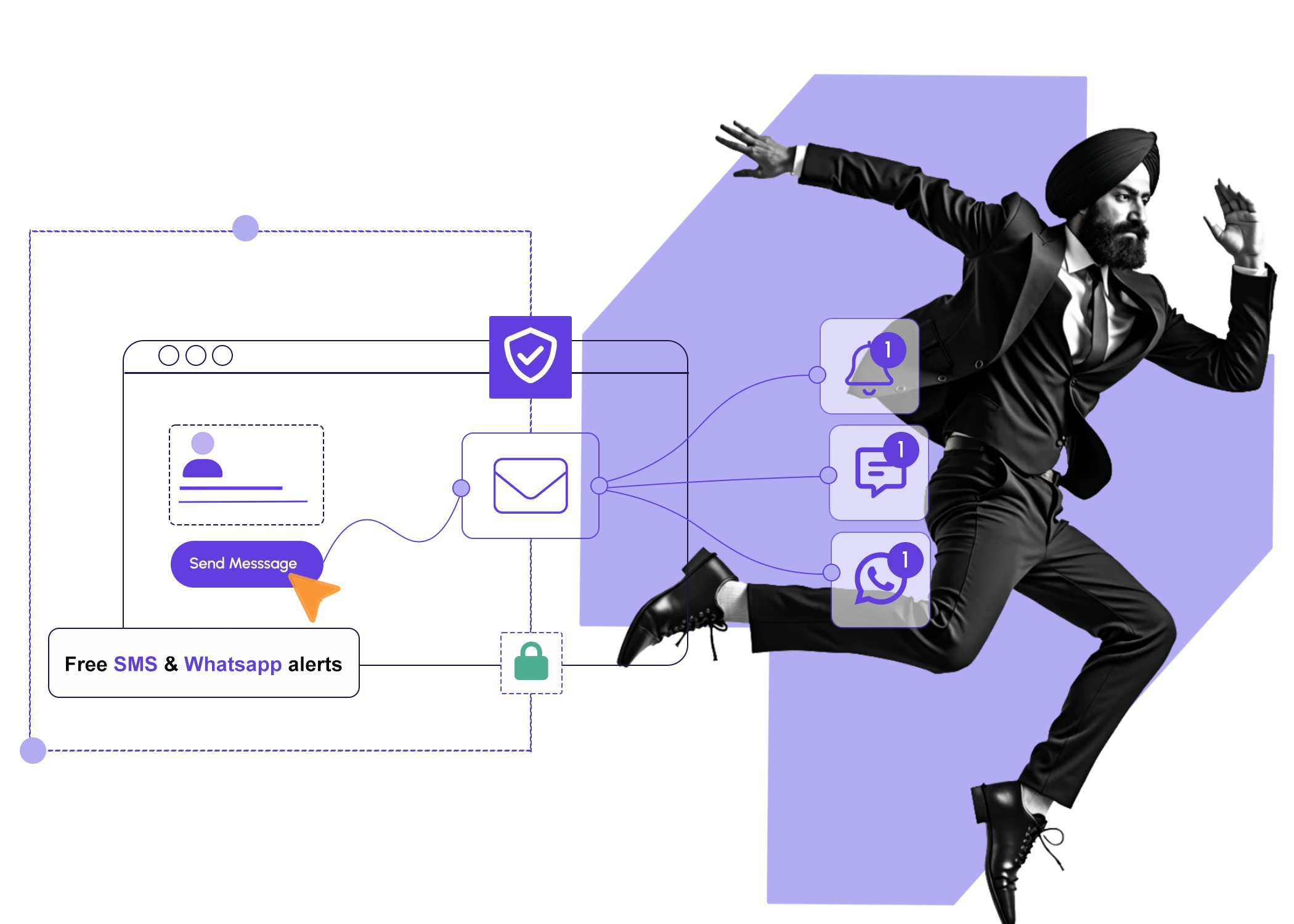 Illustration of SMS and WhatsApp communication